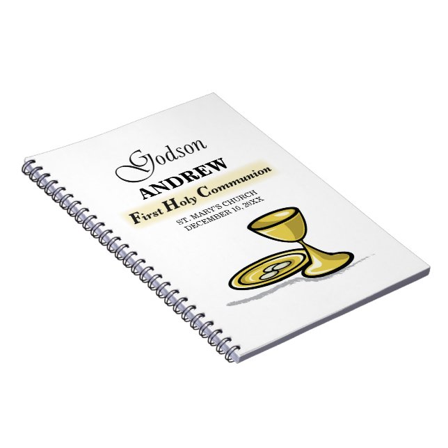 Customizable, Godson First Communion Chalice Notebook (Right Side)