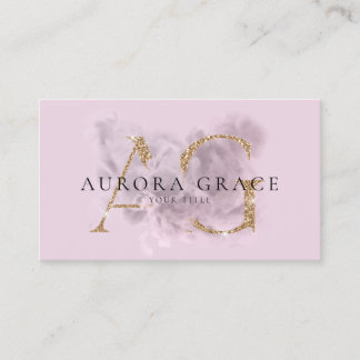Customizable Gold & lilac Monogram Business Card