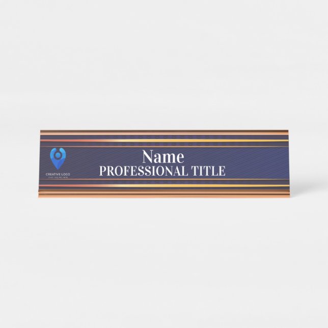 Customizable Gold Name Plate with Logo & Slogan 9 (Front)