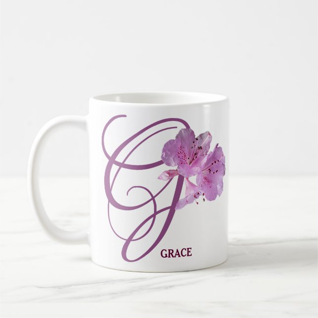 Customizable Grace name pretty pink flowers floral Coffee Mug (Left)