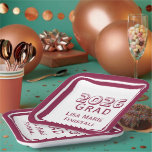 Customizable Graduation  Paper Plate<br><div class="desc">Design features your text in burgundy and displayed against a white background. A burgundy-colored border frames design. All text is customizable. Available in a variety of colors.</div>