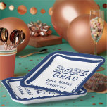 Customizable Graduation  Paper Plate<br><div class="desc">Design features your text in navy-blue and displayed against a white background. A navy-blue border frames design. All text is customizable. Available in a variety of colors.</div>