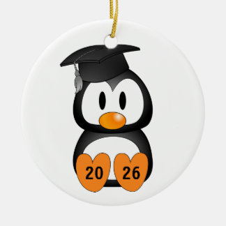 Customizable Graduation Penguin Ceramic Tree Decoration