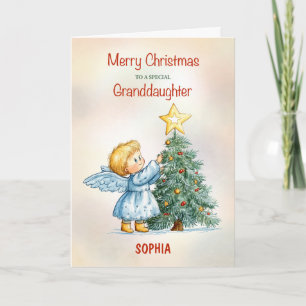 Customizable Granddaughter Christmas Angel Sweet Card