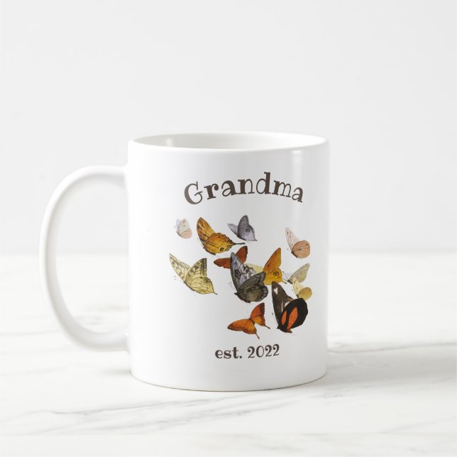 CUSTOMIZABLE Grandma Date - First time Grandma Cof Coffee Mug (Left)