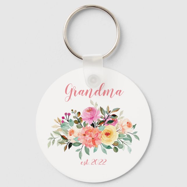 CUSTOMIZABLE Grandma Date - First time Grandma Key Ring (Front)