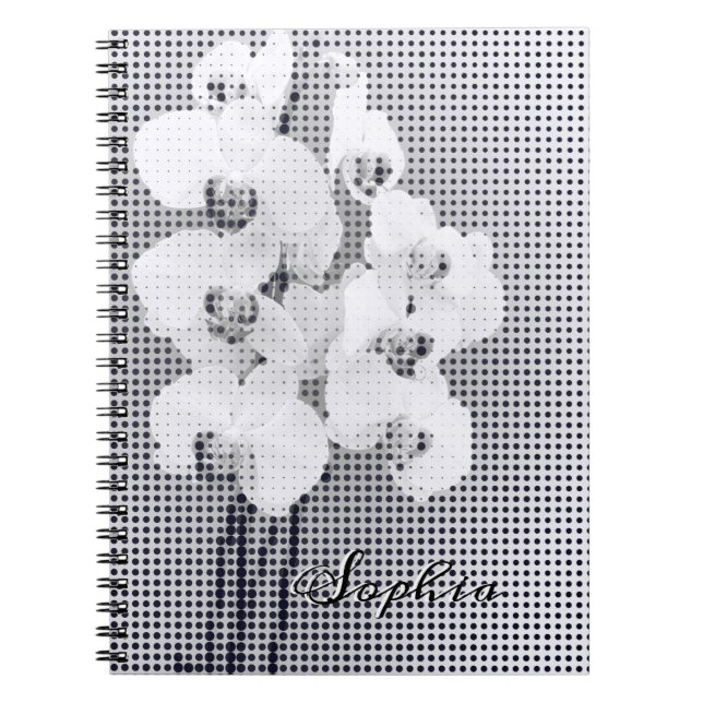 Customizable Graphic Orchid Polka Dots Pattern Notebook (Front)