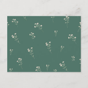 Customizable Green and White Flowers Postcard