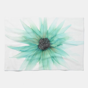 Customizable! green aster--large flower- tea towel
