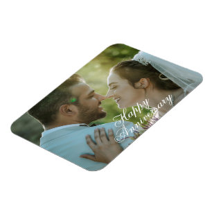 Customizable Happy Anniversary Photo Magnet Design