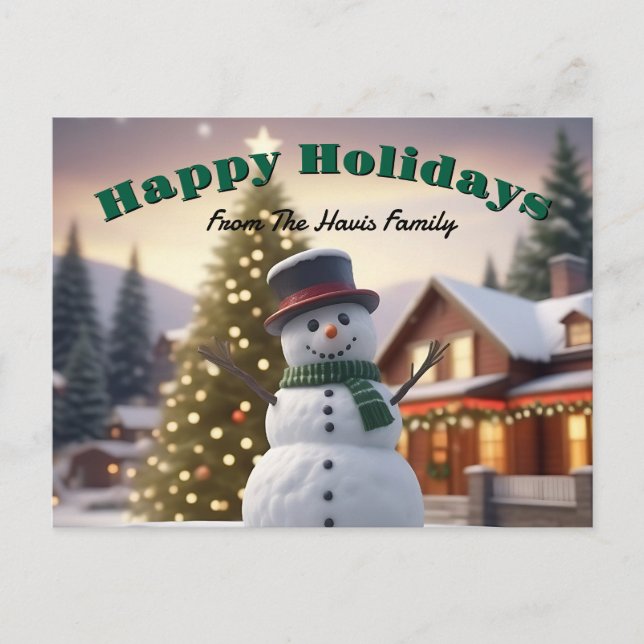 CUSTOMIZABLE Happy Holidays Post Card (Front)