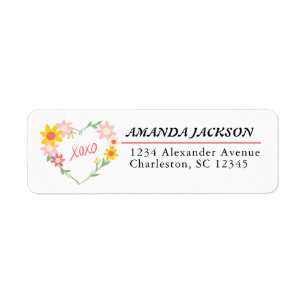 Customizable Heart Design Return Address Label