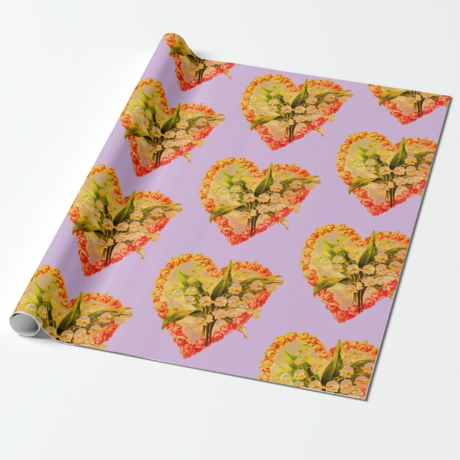 CUSTOMIZABLE HEARTS AND FLOWERS Wrapping Paper (Unrolled)