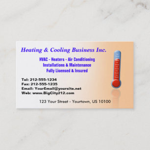 CUSTOMIZABLE Heating & Cooling Thermo Business Card