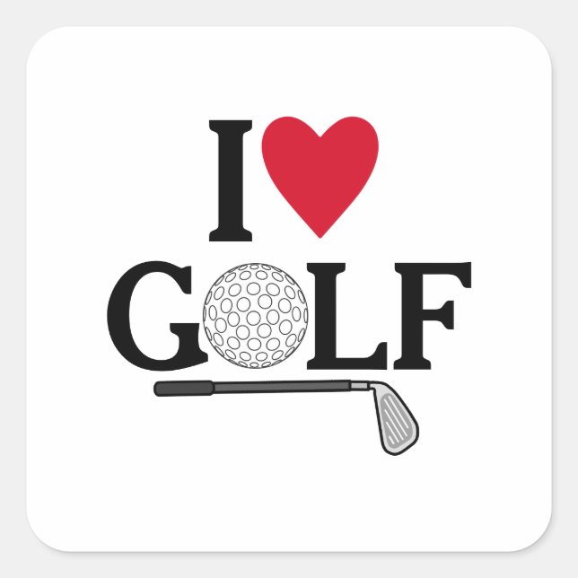 Customizable I love Golf Balls Square Sticker (Front)
