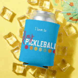 Customizable I Love to Play Pickleball with Design Can Cooler