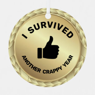 Customizable I survived thumb up medal funny Metal Tree Decoration