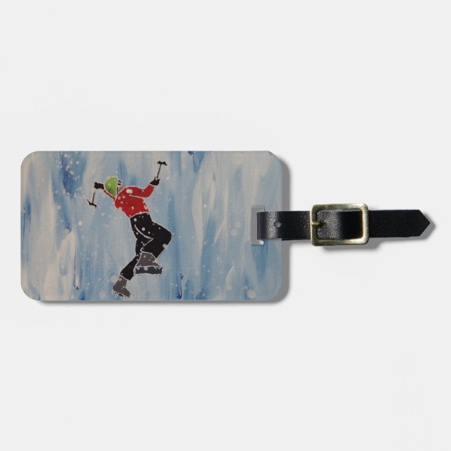 Customizable Ice Climbing Luggage Tag (Front Horizontal)
