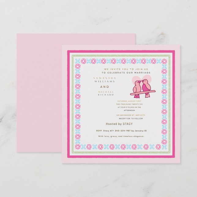 Customizable Illustrated Couple Modern Marriage An Invitation (Front/Back)