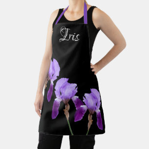 Customizable Iris name purple iris floral boho fun Apron