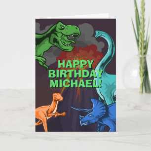 Customizable Jurassic Dino Kids Dinosaur Birthday Card