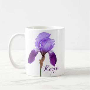 Customizable Karen girl name purple iris floral Coffee Mug