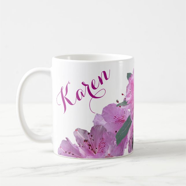Customizable Karen name pretty pink spring floral Coffee Mug (Left)
