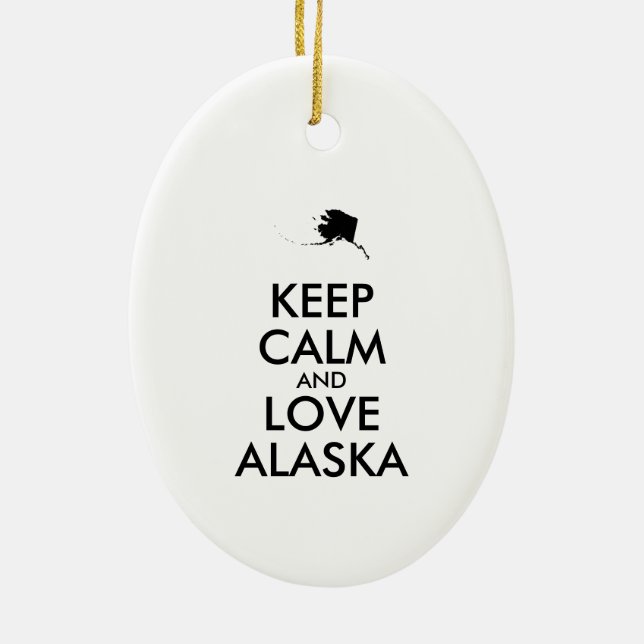 Customizable KEEP CALM and LOVE ALASKA Ceramic Tree Decoration (Back)