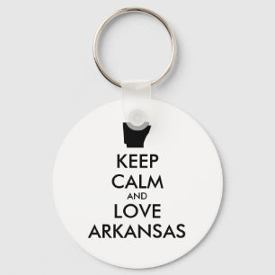 Customizable KEEP CALM and LOVE ARKANSAS Key Ring