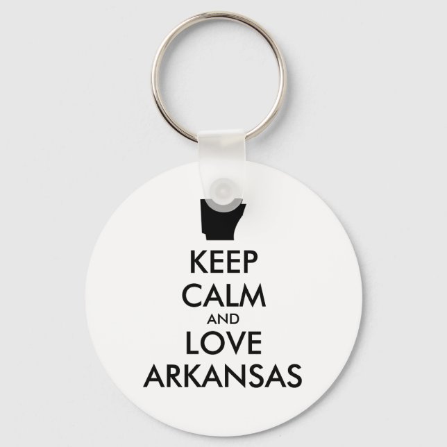 Customizable KEEP CALM and LOVE ARKANSAS Key Ring (Front)