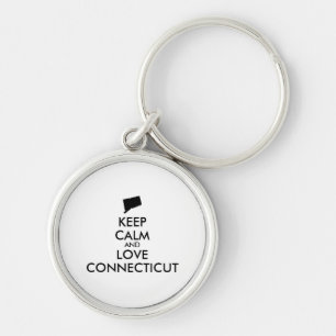 Customizable KEEP CALM and LOVE CONNECTICUT Key Ring