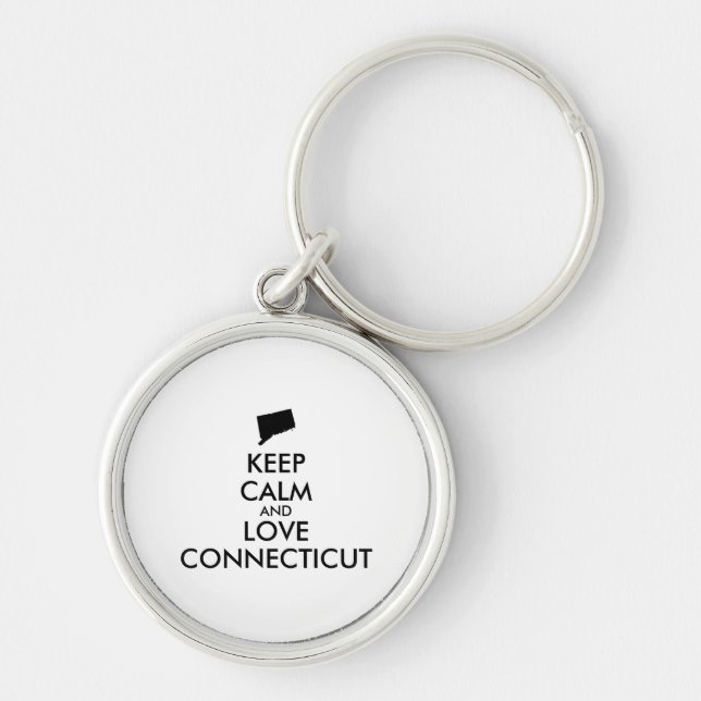 Customizable KEEP CALM and LOVE CONNECTICUT Key Ring (Front)