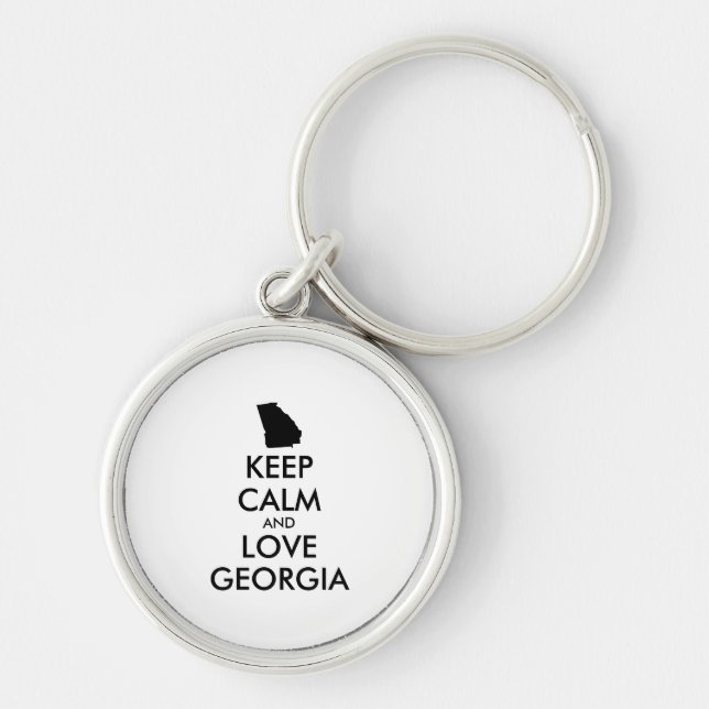 Customizable KEEP CALM and LOVE GEORGIA Key Ring (Front)