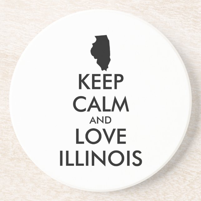 Customizable KEEP CALM and LOVE ILLINOIS Coaster (Front)