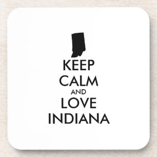 Customizable KEEP CALM and LOVE INDIANA Coaster