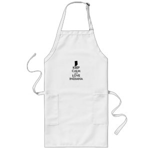 Customizable KEEP CALM and LOVE INDIANA Long Apron