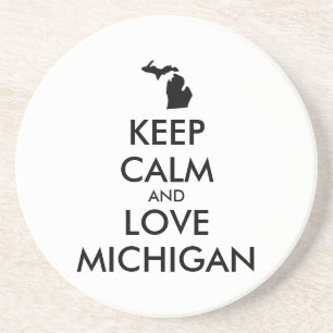 Customizable KEEP CALM and LOVE MICHIGAN Coaster