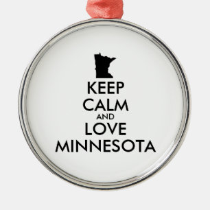 Customizable KEEP CALM and LOVE MINNESOTA Metal Tree Decoration