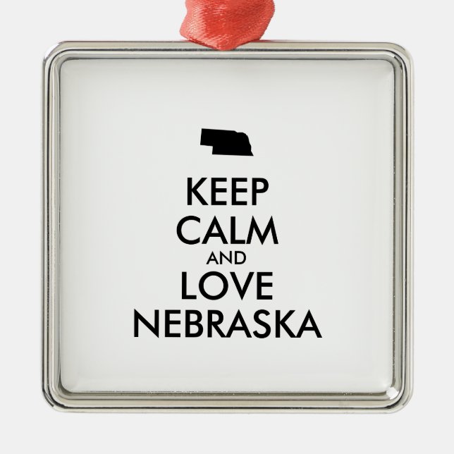 Customizable KEEP CALM and LOVE NEBRASKA Metal Tree Decoration (Front)