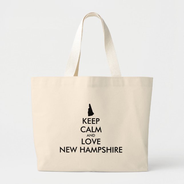 Customizable KEEP CALM and LOVE NEW HAMPSHIRE Large Tote Bag (Front)