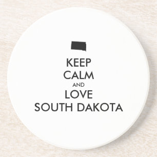 Customizable KEEP CALM and LOVE SOUTH DAKOTA Coaster
