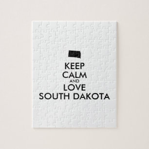 Customizable KEEP CALM and LOVE SOUTH DAKOTA Jigsaw Puzzle