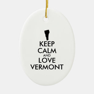 Customizable KEEP CALM and LOVE VERMONT Ceramic Tree Decoration