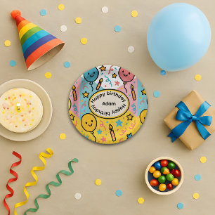 Customizable Kids Birthday Paper Plate Design