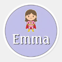 Customizable Kids Name Sticker – Girl Superhero