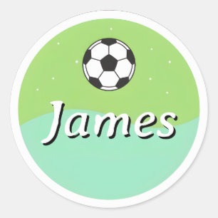 Customizable Kids Name Sticker– Soccer Ball Design Classic Round Sticker