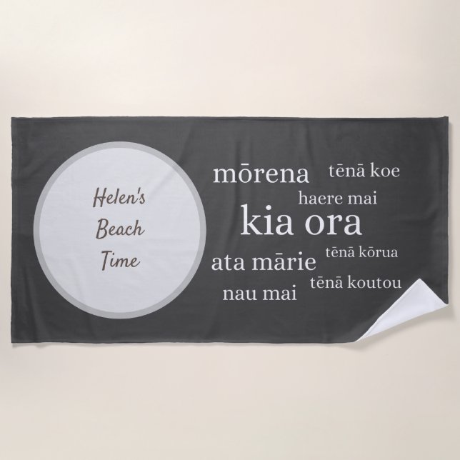 CUSTOMIZABLE Kiwi Beach Towel with Greetings  (Front)
