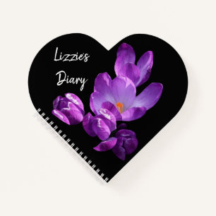 Customizable L name personal purple crocus flowers Notebook