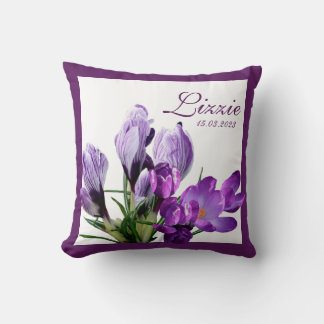 Customizable L name personalized purple flowers  Cushion