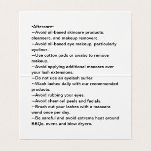 Customizable Lash Extension Aftercare Business Card